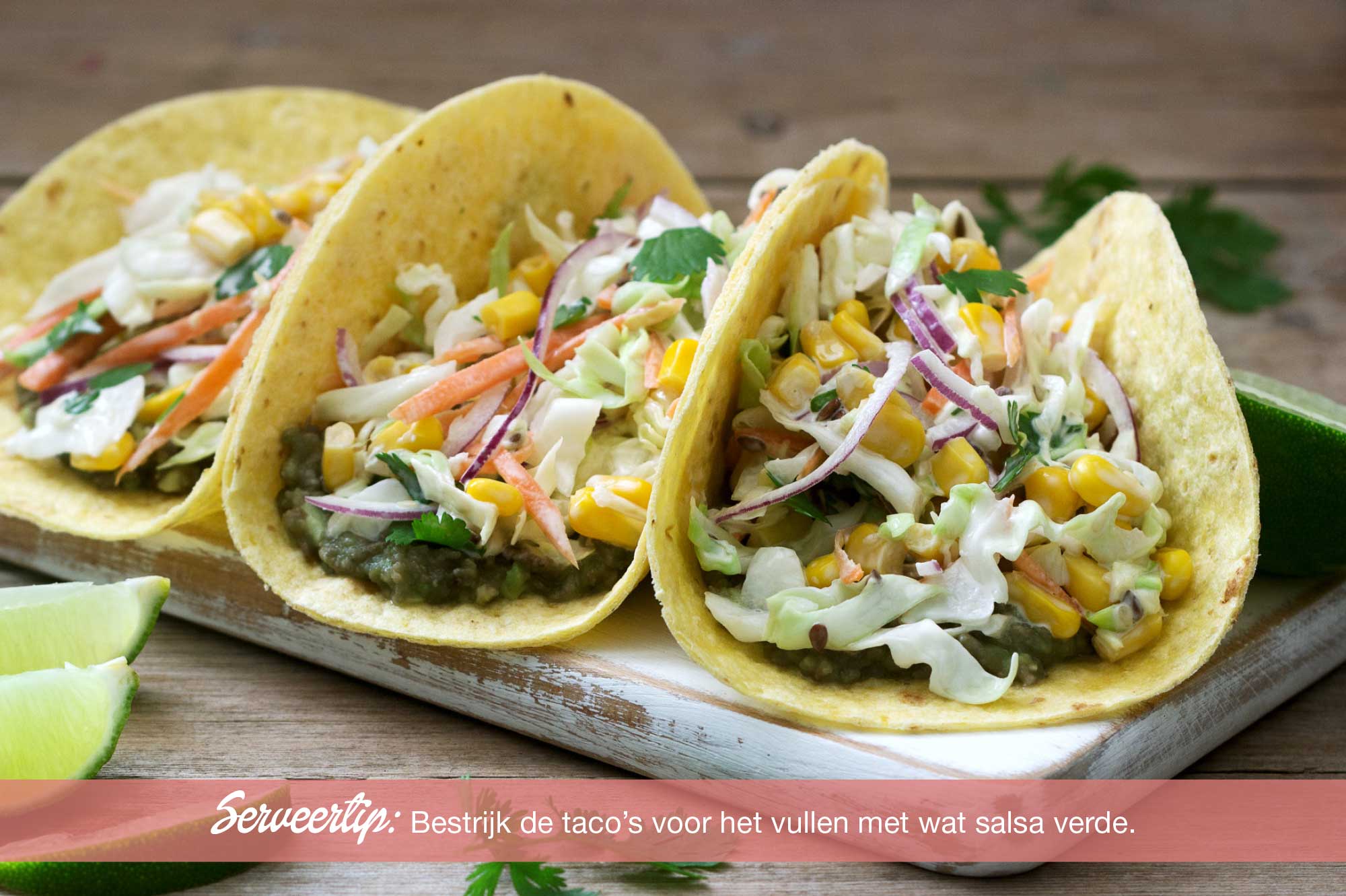 Recept biologische taco gevuld met mais wortel salade | Bedrijfscatering | De Groene Artisanen