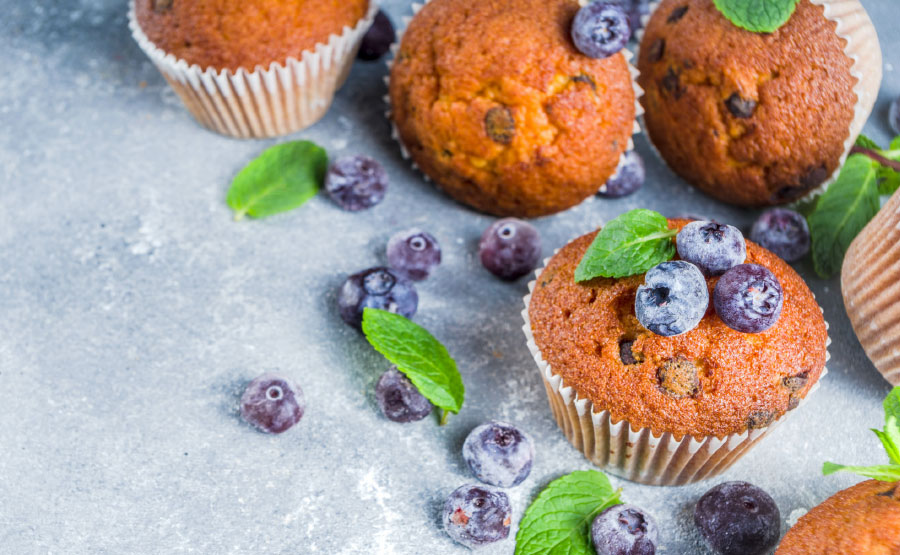 Muffins met blauwe bessen