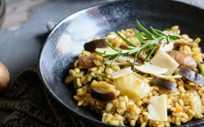 Risotto met paddenstoelen, venkel en Parmezaan