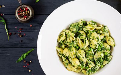 Conchiglie met spinazie en groene pesto