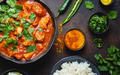 Vegetarische kip tikka masala met basmatirijst