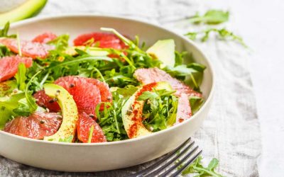 Rucola met grapefruit en avocado