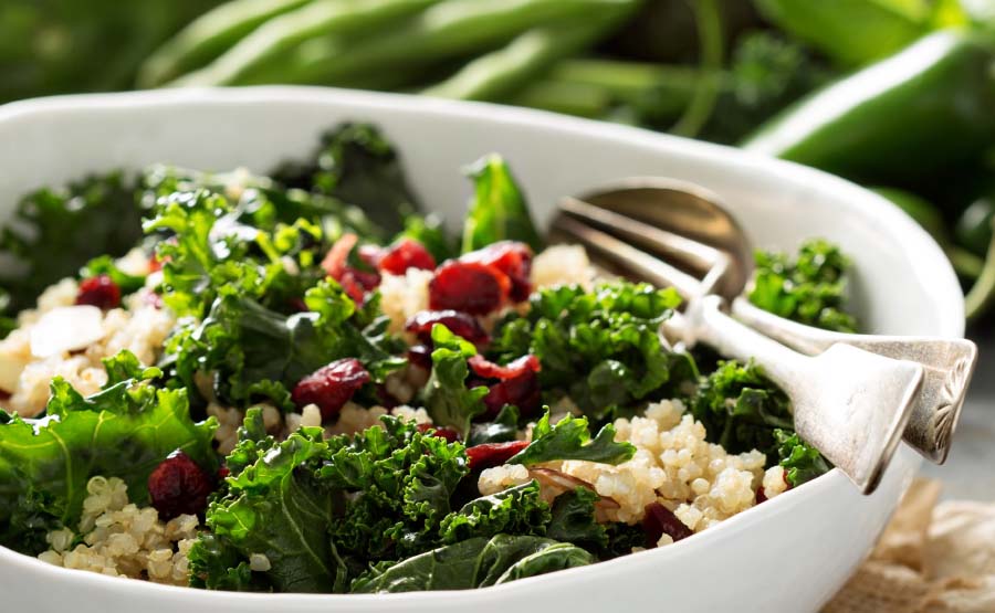 Boerenkoolsalade met quinoa en cranberries